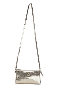 BOLSA COURO PEQUENA COM DIVISÓRIAS SNAKE METAL GOLD CÓD-5472
