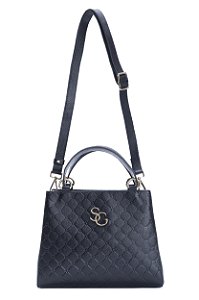 BOLSA COURO MÉDIA ESTRUTURADA PRETO CÓD-580