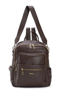 MOCHILA E BOLSA COURO GRANDE MACIA MARROM CAFÉ CÓD-654
