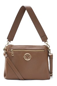 BOLSA COURO GRANDE ESTRUTURADA QUADRADA MARROM WHISKY CÓD-661