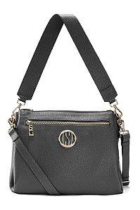 BOLSA COURO GRANDE ESTRUTURADA QUADRADA PRETO CÓD-661