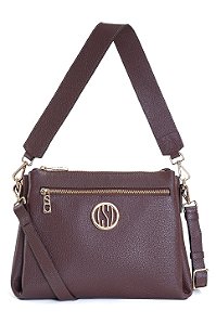 BOLSA COURO GRANDE ESTRUTURADA QUADRADA MARROM CAFÉ CÓD-661