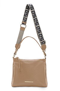 BOLSA COURO MÉDIA MACIA MARROM CARAMELO CÓD-660