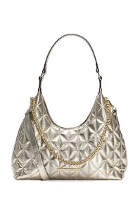 BOLSA COURO GRANDE MATELASSÊ METALIZADO GOLD CÓD-659