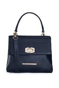 BOLSA COURO MÉDIA ESTRUTURADA PRETO CÓD-664