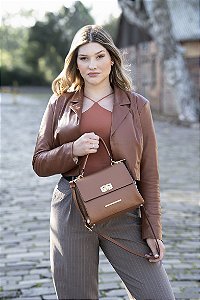 BOLSA COURO MÉDIA ESTRUTURADA MARROM WHISKY CÓD-664