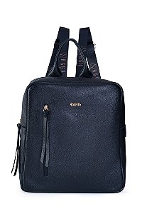 MOCHILA COURO GRANDE MARROM PRETO CÓD-683