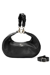 BOLSA COURO MEIA LUA MACIA GRANDE PRETO CÓD-663