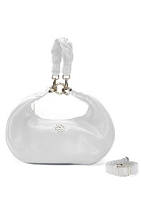 BOLSA COURO MEIA LUA MACIA GRANDE BRANCO OFF CÓD-663