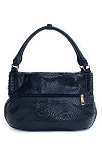 BOLSA COURO GRANDE MACIA COM DIVISÓRIAS SNAKE PRETO CÓD-657