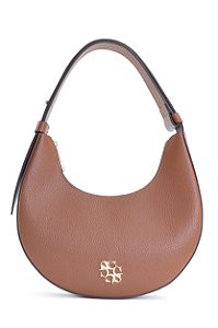 BOLSA COURO ESTRUTURADA MÉDIA MEIA LUA MARROM WHISKY CÓD-666