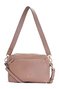 BOLSA COURO MÉDIA MACIA MARROM CARAMELO CÓD-667