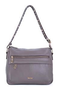 BOLSA EM COURO GRANDE TRANSVERSAL CINZA RATO CÓD-802