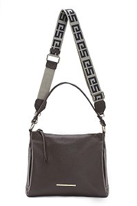 BOLSA COURO MÉDIA MACIA MARROM CAFÉ CÓD-660