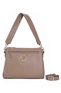 BOLSA COURO GRANDE ESTRUTURADA QUADRADA MARROM ARGILA CÓD-661