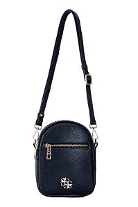 BOLSA EM COURO PEQUENA TRANSVERSAL PRETO CÓD-806