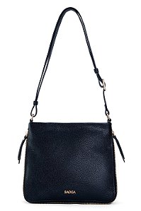 BOLSA EM COURO MÉDIA TRANSVERSAL PRETO CÓD-810