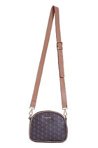 BOLSA EM COURO PEQUENA TRANSVERSAL MONOGRAMA MARROM CAFÉ CÓD-805