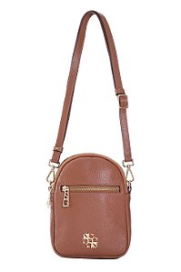 BOLSA EM COURO PEQUENA TRANSVERSAL MARROM WHISKY CÓD-806