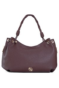 BOLSA EM COURO GRANDE MACIA MARROM CAFÉ CÓD-808