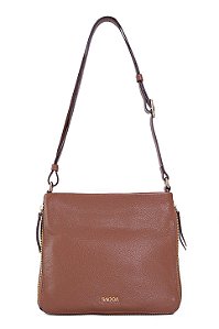 BOLSA EM COURO MÉDIA TRANSVERSAL MARROM WHISKY CÓD-810