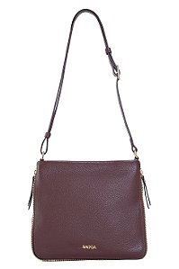 BOLSA EM COURO MÉDIA TRANSVERSAL MARROM CAFÉ CÓD-810