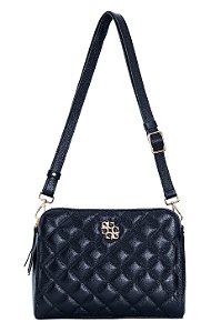 BOLSA EM COURO MÉDIA ESTRUTURADA MATELASSÊ COR PRETA CÓD-811