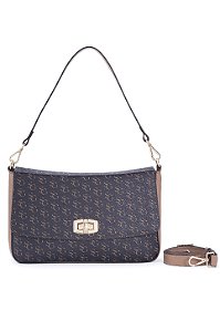BOLSA EM COURO GRANDE ESTRUTURADA RETANGULAR MONOGRAMA CAFÉ CÓD-814
