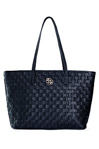 BOLSA EM COURO TOTE GRANDE ESTRUTURADA EM TRISSÊ PRETO CÓD-813