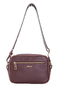 BOLSA EM COURO PEQUENA TRANSVERSAL MARROM CAFÉ CÓD-807