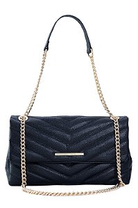 BOLSA EM COURO GRANDE MACIA MATELASSÊ COR PRETA CÓD-816