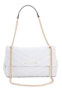 BOLSA EM COURO GRANDE MACIA MATELASSÊ BRANCO OFF CÓD-816
