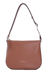 BOLSA EM COURO GRANDE TRANSVERSAL MARROM WHISKY CÓD- 823