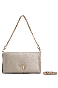 BOLSA EM COURO PEQUENA ESTRUTURADA DOURADO METALIZADO CÓD-824