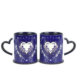 CONJUNTO DE CANECAS ROMÂNTICAS+SUPORTE DE COPOS