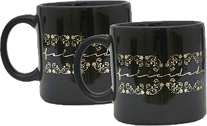 CONJUNTO DE CANECAS PRETAS ESTAMPA FELICIDADE