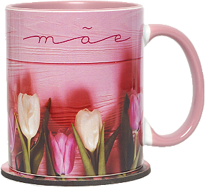 CANECA MÃE COM ESTAMPA DE FLORES -  PAPOULAS