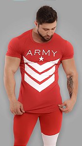 Camiseta Masculina Longline Army Sports Vermelha