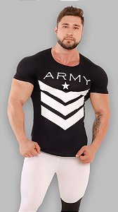 Camiseta Masculina Longline Army Sports Preta