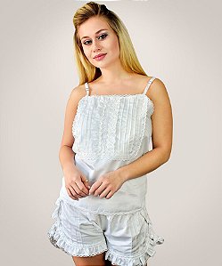 Pijama short-doll Donna em Algodão Egípcio