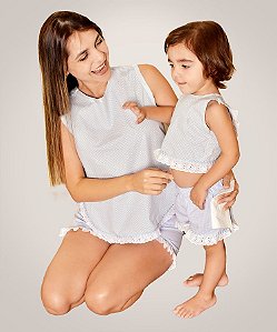 Pijama Short-doll Virinoj Azul Claro - Versão Adulta