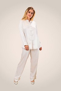 Pijama em viscose acetinada pesada (seda) estilo oriental da linha JOSEY