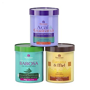 Kit Cronograma Capilar Natureza Cosméticos - 3 Máscaras 1kg