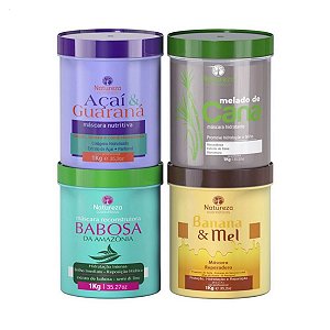 Kit Cronograma Capilar Natureza Cosméticos - 4 Máscaras 1kg