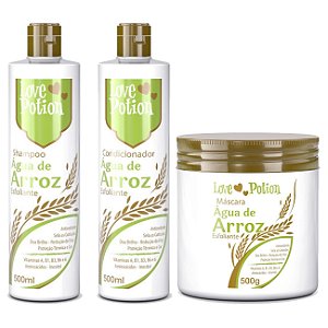 Kit Shampoo, Condicionador e Máscara de Hidratação Água de Arroz Love Potion