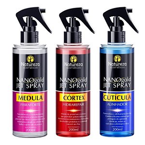 3 Tratamento Capilar Nano Gold Jet Spray Natureza Cosméticos