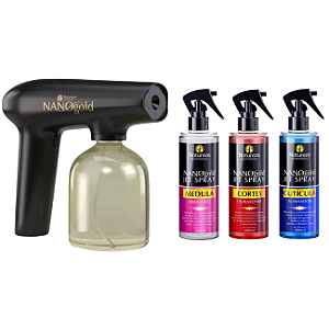 Kit Nano Gold Jet Pulverizador + 3 Fluido Natureza Cosmético