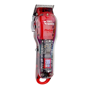 Máquina de Cortar Cabelo Profissional Freestyle Red Edition Force Barber Sem Fio Bivolt Transparente
