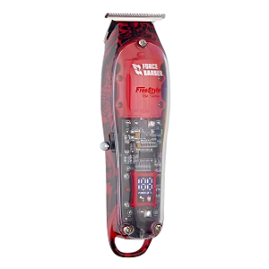 Máquina de Acabamento Profissional Freestyle Red Edition Force Barber Sem Fio Bivolt Transparente