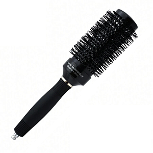 Escova de Cabelo Nano Technology Preta 60mm Profissional Redonda Anti-Frizz para Secagem Rápida e Brilho nos Fios